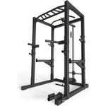 Atletica R7-Cage Power Rack | Power Rack mit Latzug- und Ruderstation, Multi-Grip Pull-Up Bar, Dip-Barren, Spotter Arme, 4 J-Hooks und Landmine, 220 cm - Schwarz