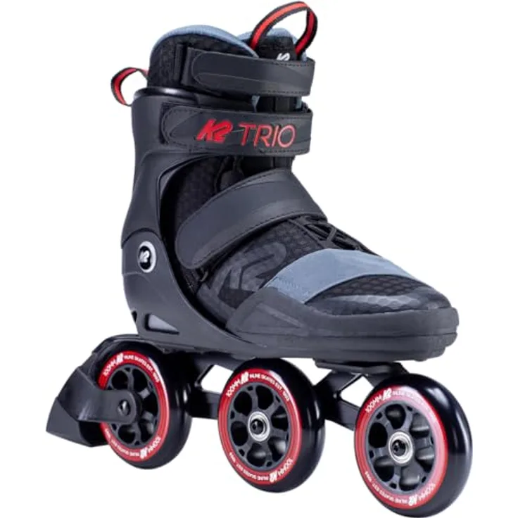 K2 TRIO S 100, Herren Rollschuhe, Größe 44,5, Schwarz/Rot, mit Stability Plus Cuff und 100 mm Rollen