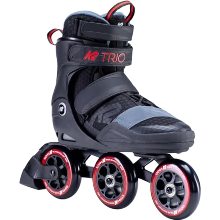 K2 TRIO S 100, Herren Rollschuhe, Größe 44,5, Schwarz/Rot, mit Stability Plus Cuff und 100 mm Rollen – Bild 1