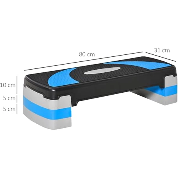 HOMCOM Stepper Steppbrett, Aerobic-Stepper mit verstellbarer Höhe (Schwarz, Hellblau, Grau) – Bild 5
