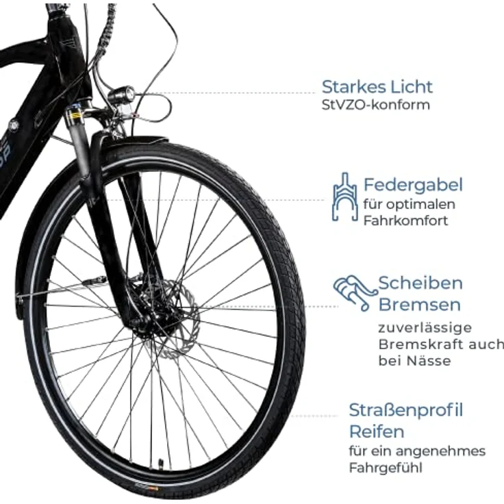 ZÜNDAPP Ebike Herren 28 Zoll Trekkingfahrrad | E Bike 24 Gänge 160-185 cm Elektro Fahrrad mit hydraulischen Scheibenbremsen | Z810 (grau/schwarz, 52 cm) – Bild 3