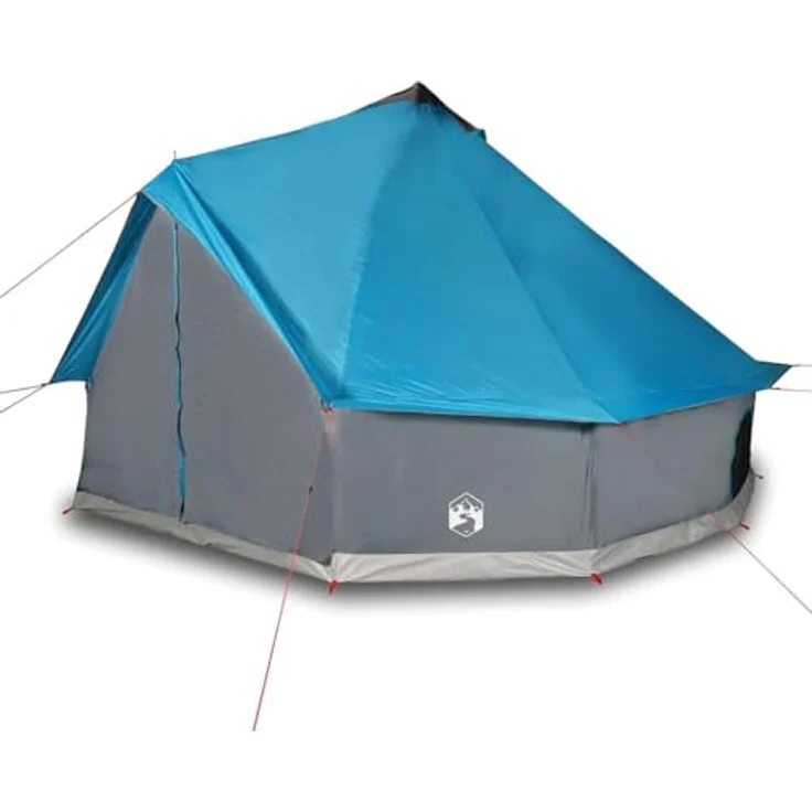 vidaXL Tipi Familienzelt 12 Personen, Campingzelt mit Netzwände, Wasserdicht Tipizelt mit E-Anschluss, Gartenzelt, Blau 185T Polyester – Bild 5
