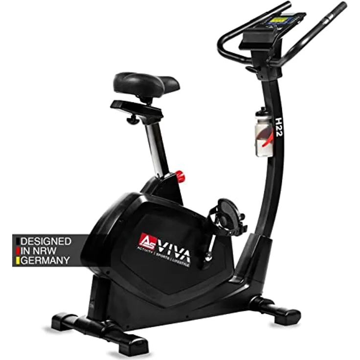 AsVIVA Heimtrainer & Ergometer H22 Pro Bluetooth in Schwarz I Hometrainer mit Magnetmotor & Pulsmessung I mit Sportcomputer für Trainingsinfos I Take-to-Carry-System I inkl. Brustgurt