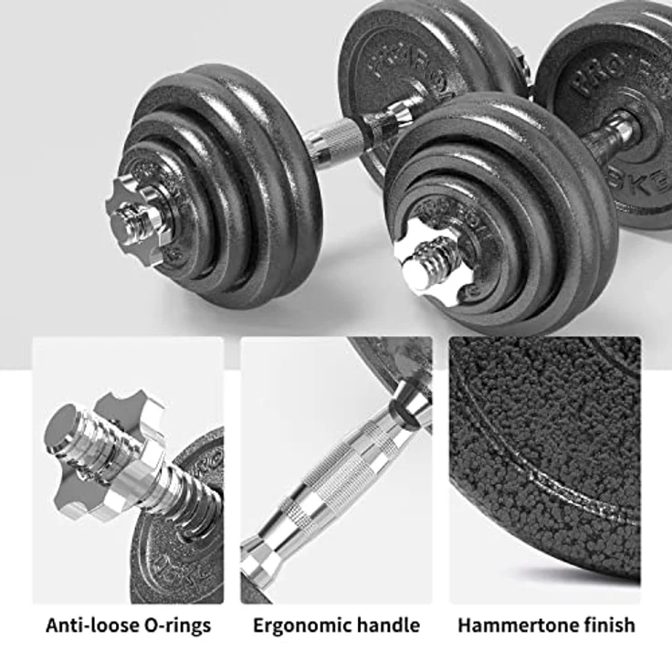 PROIRON Hanteln, Hantelset aus Gusseisen, 2 in 1 Kurzhanteln & Langhantel mit Verbindungsrohr, 5-30kg verstellbar Hantel Set 2er Kurzhantelset, Professionell Dumbbell Gewichten für Krafttraining – Bild 4