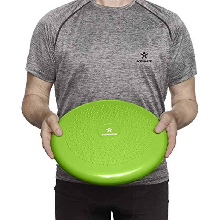 BODYMATE Ballsitzkissen inkl. Pumpe GRÜN 34cm Durchmesser - Balance-Kissen, Luftkissen, Balance Pad, Noppenkissen - Core-, Fitness-, Reha-, Koordinations- und Rückentraining – Bild 4