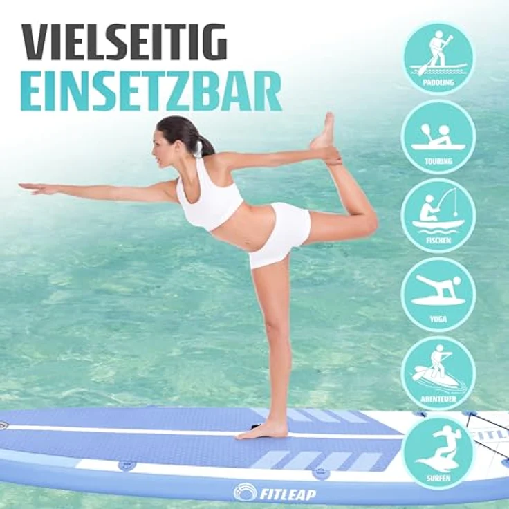 Fitleap Premium Stand Up Paddle Board aufblasbar, SUP Set mit Hochdruckpumpe, verstellbarem Paddel und Rucksack - Ideal für Yoga, Surfen und Wassersport – Bild 6