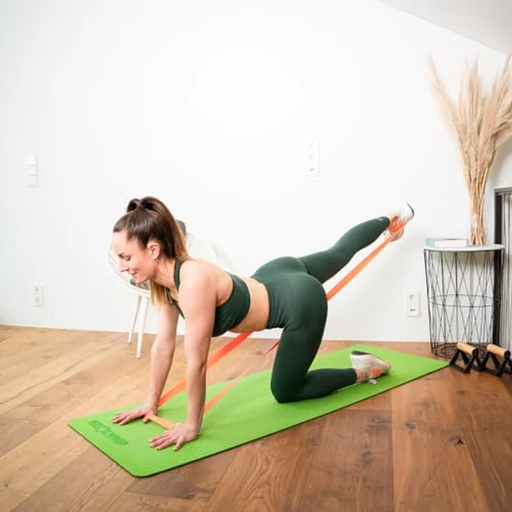 NEOLYMP Fitnessbänder Set Stoff, waschbare Resistance Bands in orange, grün und blau mit E-Book für umfassende Fitnessübungen – Bild 4