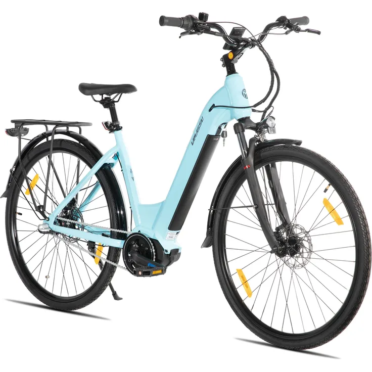 Hiland 28-Zoll Erwachsenen-Urban-City-Bike, Aluminiumrahmen, 3-Gang, Hydraulik-Scheibenbremsen, 250W Motor, 36V 10,4Ah Batterie