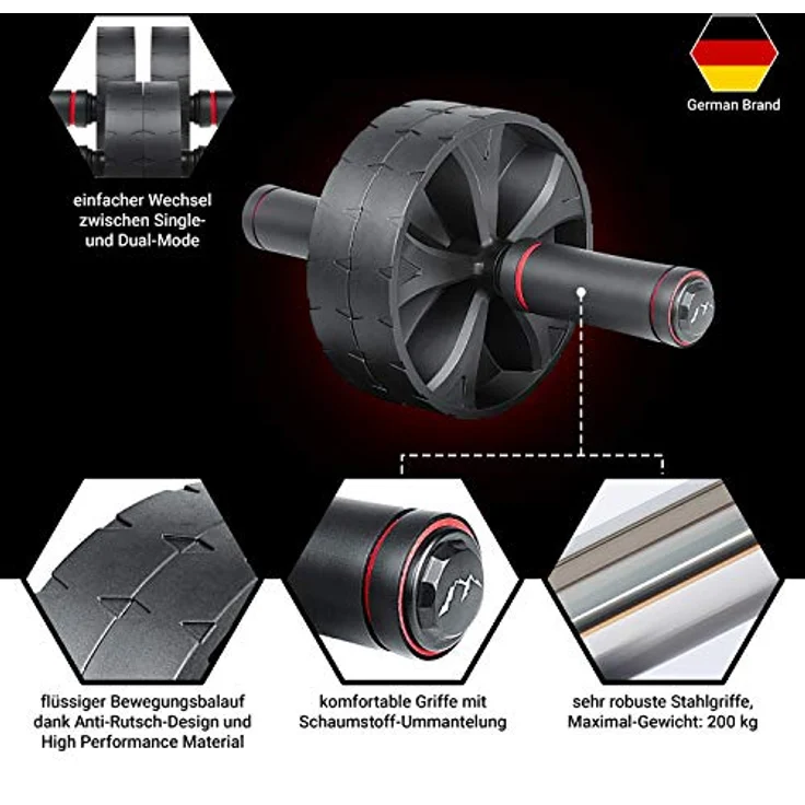 EliteAthlete Bauchroller Bauchmuskeltrainer - Bauchtrainer für Zuhause - Bauch Weg Abdominal Trainer - AB Wheel Roller inkl. gepolsterter Kniematte – Bild 2