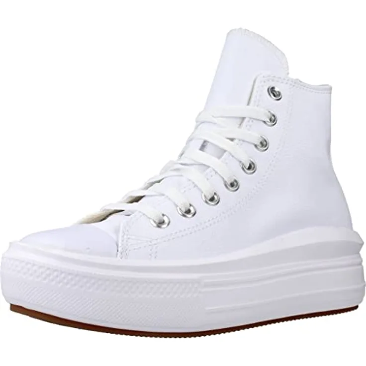 Converse Chuck Taylor All Star Move Platform Leather, Damen Ledersneaker in Weiß, Größe 6,5 UK (39,5 EU / 8,5 US), rutschfeste Gummi-Sohle