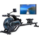 Skandika Wasserrudergerät Nemo V schwarz | Wasserwiderstand, Kinomap App kompatibel, Bluetooth, platzsparend aufstellbar