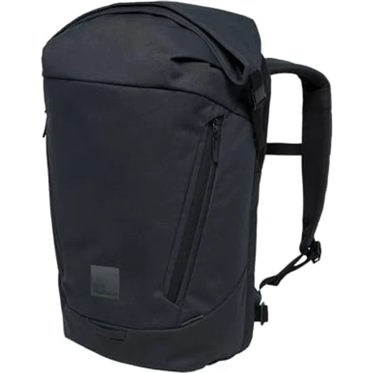 Jack Wolfskin Mainkai Rolltop, Robuster Pendler-Rucksack in extrem wasserdichtem Material, schwarz – Bild 2