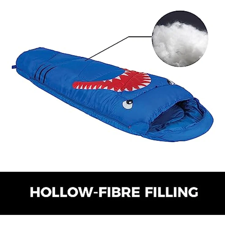 Highlander Kids Creature Schlafsack, Mummy Style Junior für Sommercamping, blau, mit komfortablem Futter und Packsack – Bild 5