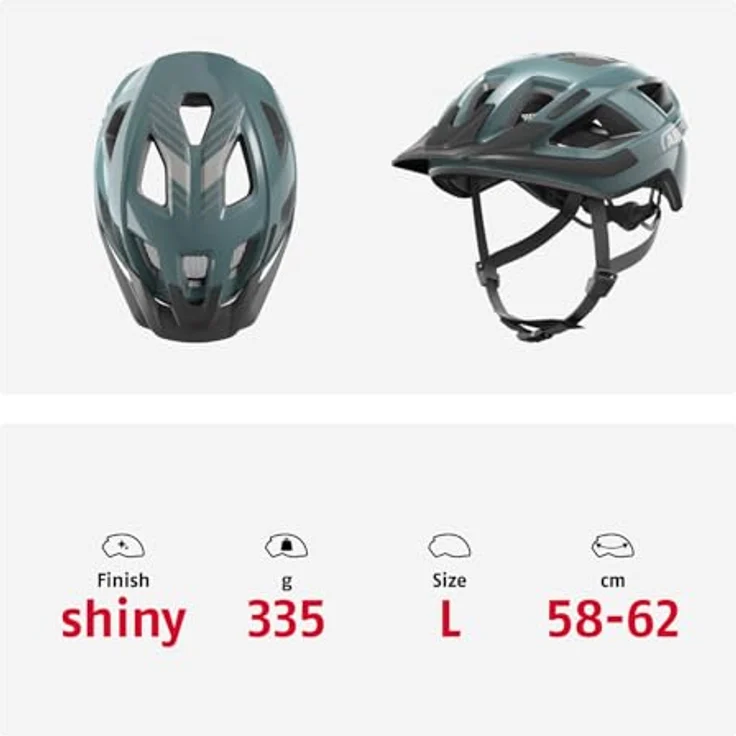 ABUS Aduro 3.0 LED, sportiver City-Helm mit Rücklicht, Größe L, Blau, für Damen und Herren – Bild 5