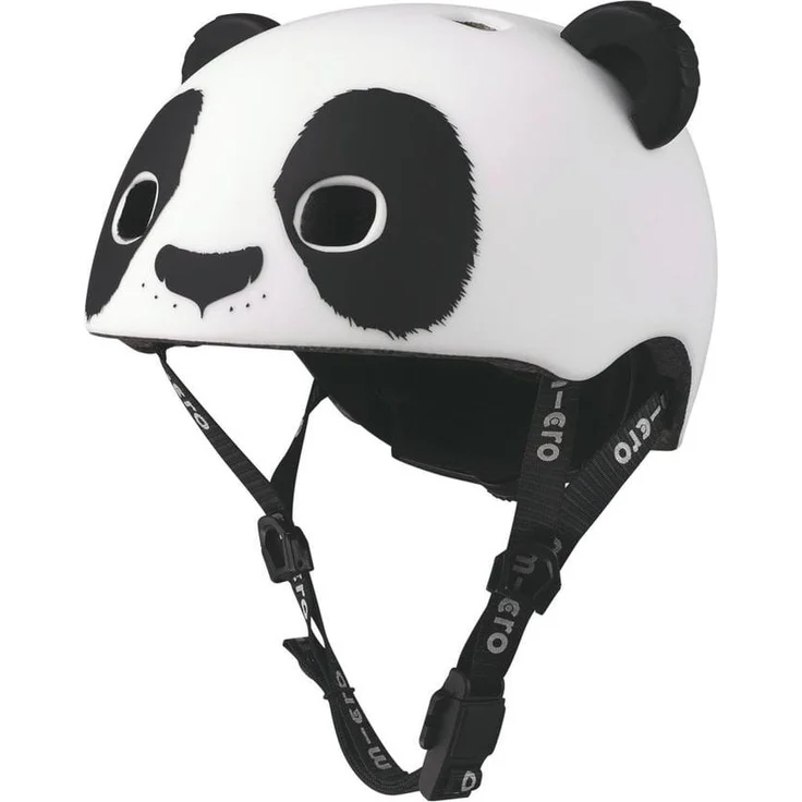 Micro Mobility Micro Helm Panda, Helm mit offenem Visier, Hartschalenbau, Schnappverschluss-System, matt, mit LED-Licht und optimaler Belüftung