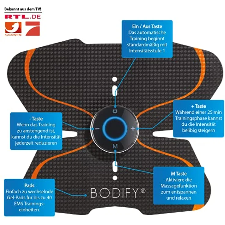 Bodify® EMS Trainingsgerät zur gezielten Stimulation der Bauch Muskulatur! - Muskelaufbau - Bauchtrainer - Stimulationsgerät Bauch Muskeln - Bauchmuskeltrainer für Männer und Frauen Das ORIGINAL – Bild 2