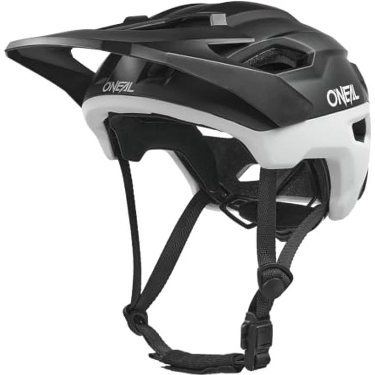 O'Neal Trailfinder Evo Helm Solid V.26, Enduro- und Trailhelm mit Quin Ready Technologie, schwarz/weiß, Größe XS/S – Bild 1