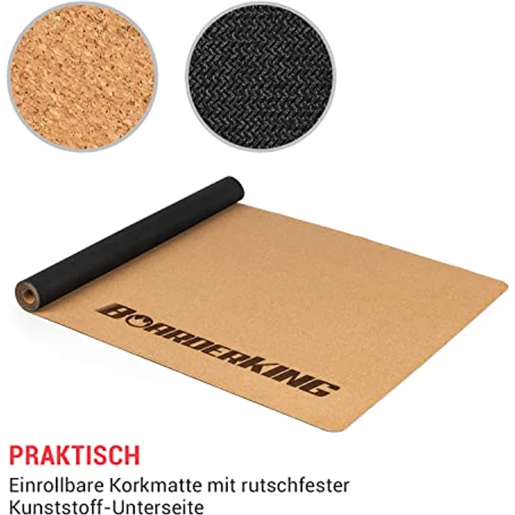BoarderKING Indoorboard - Balance Board für Indoor-Surfen und Skaten, Gleichgewichtsboard für NeuroMuscular Response Training, inkl. Schutzmatte, 100 mm x 40 cm (Ø x L), walnuss – Bild 4