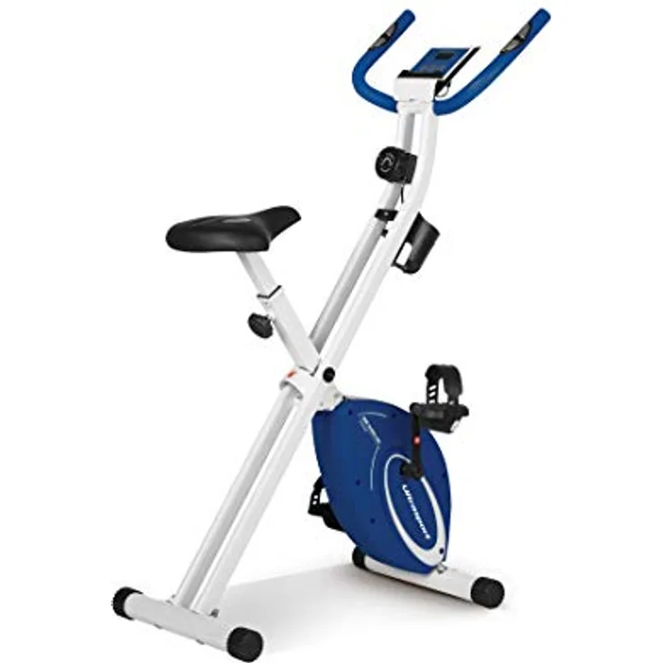 Ultrasport F-Bike, F-Rider Basics, Fahrradtrainer, Fitnessfahrrad LCD Trainingscomputer, klappbarer Heimtrainer, Maximales Benutzergwicht 110kg, Pulsmessung, 8 Widerstandsstufen, Trimmrad, Navy