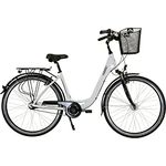HAWK City Wave Deluxe Plus Damenfahrrad 26 Zoll mit 7-Gang Nabenschaltung & Nabendynamo, Weiß