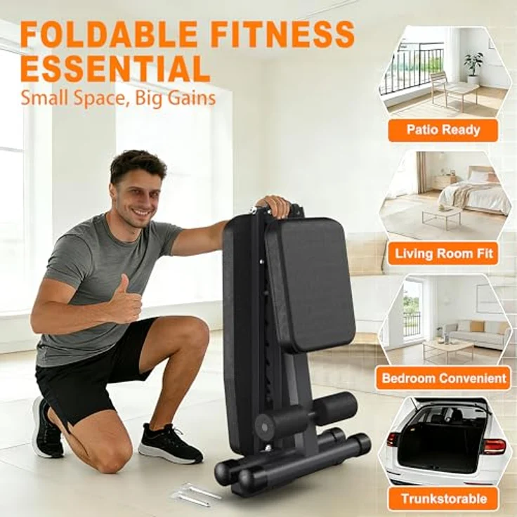 VOWVIT Faltbare Hantelbank, klappbar für Home-Gym, 500 kg Belastbarkeit, 9 Neigungsstufen, schwarz – Bild 7