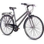 CHRISSON City One, 28 Zoll Damen-Citybike anthrazit matt, 3 Gang Shimano Nexus Nabenschaltung, komfortable Ergonomie für den Alltag
