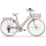 MBM Citybike 28 Zoll New Apostrophe Woman Fahrrad, grau/beige - 7-Gang Shimano Schaltung, matt lackierter Aluminiumrahmen, LED-Beleuchtung