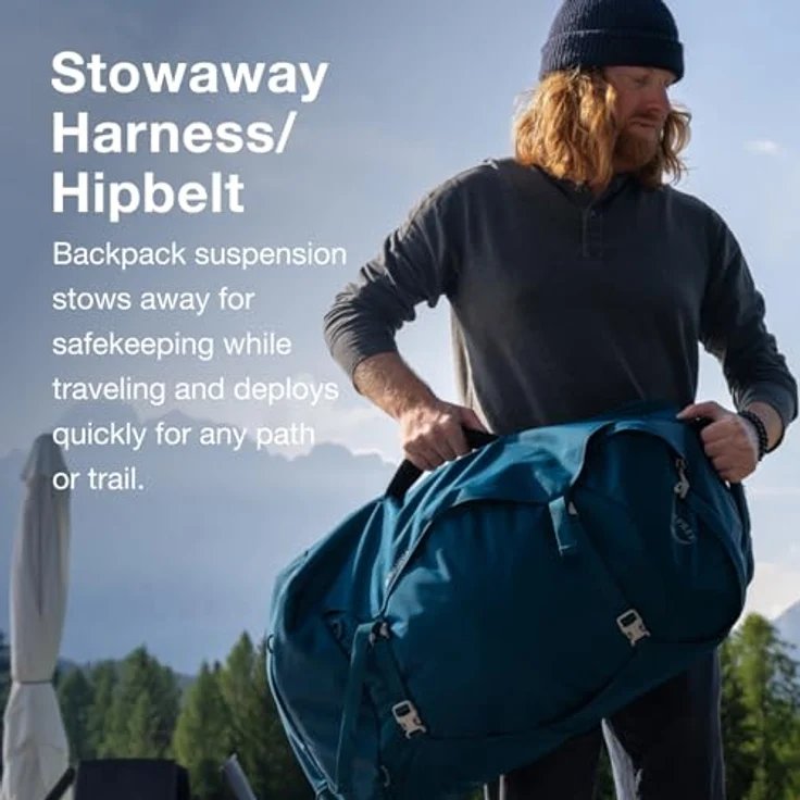 Osprey Farpoint 70 Herren-Reisesack, Schwarz, Einheitsgröße, mit verstellbarem AirScape-Rückenteil – Bild 4