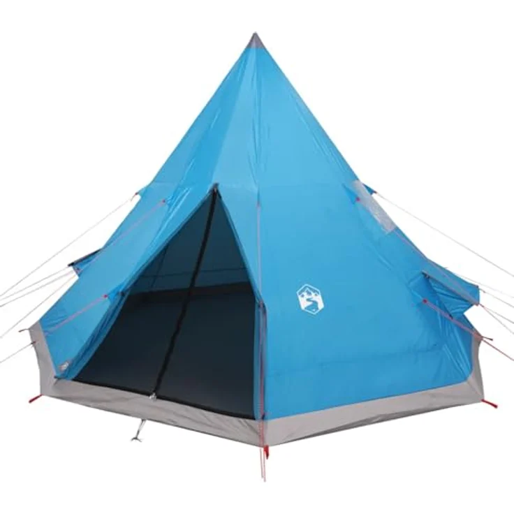 vidaXL Campingzelt, Tipi-Zelt für 4 Personen, wasserdicht mit E-Anschluss, blau, 5.5 kg – Bild 1