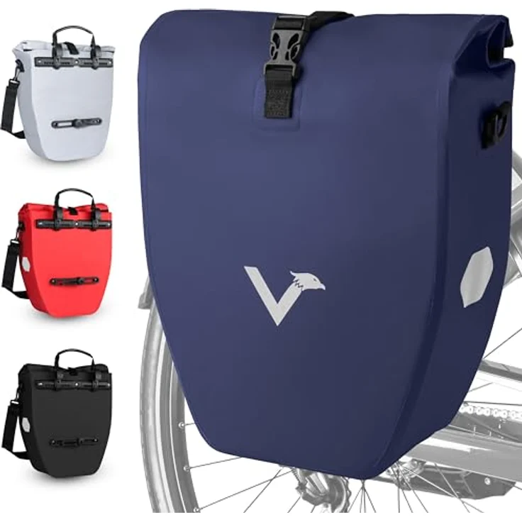 Valkental® Gepäckträgertasche ValkBasic, wasserdicht, 18-22L Volumen, abschließbar, mit reflektierenden Elementen, bombenfester Sitz, langlebig – Bild 1