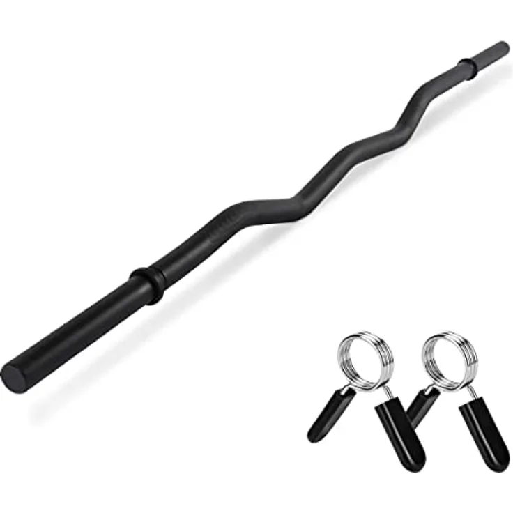 SZ Curlstange Premium, 30mm mit Federverschluss - STANDARDNORM - Auswahl: 120cm (7kg) o. 130cm (8kg), verchromt o. schwarz - Hantel Curl Stange Hantelstange (120 cm, Schwarz)