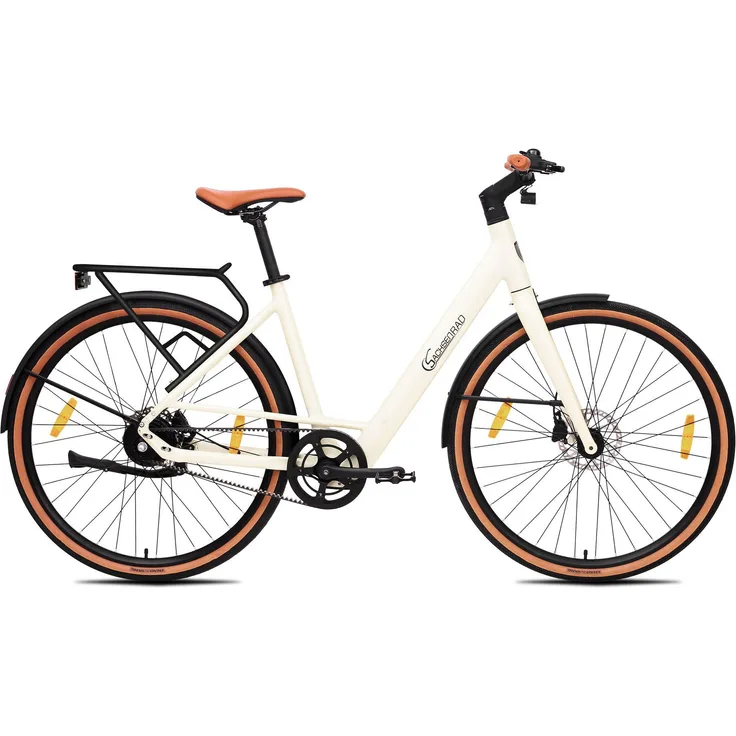 SachsenRAD C3V Roma II Urban City E-Bike, 16 kg, marmorweiß, KI-Unterstützung, Riemenantrieb, 28 Zoll, hydraulische Scheibenbremsen, 100 km Reichweite