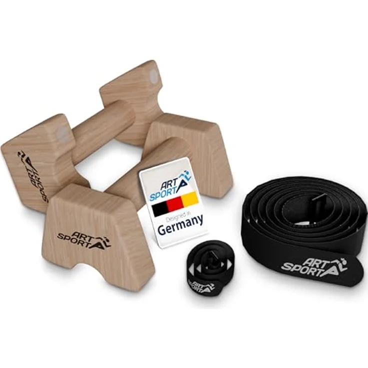 ArtSport Liegestützgriffe aus Holz M - Calisthenics, Parallettes, Liegestütz Barren, Indoor & Outdoor, ergonomische Handstand Griffe, Braun – Bild 1