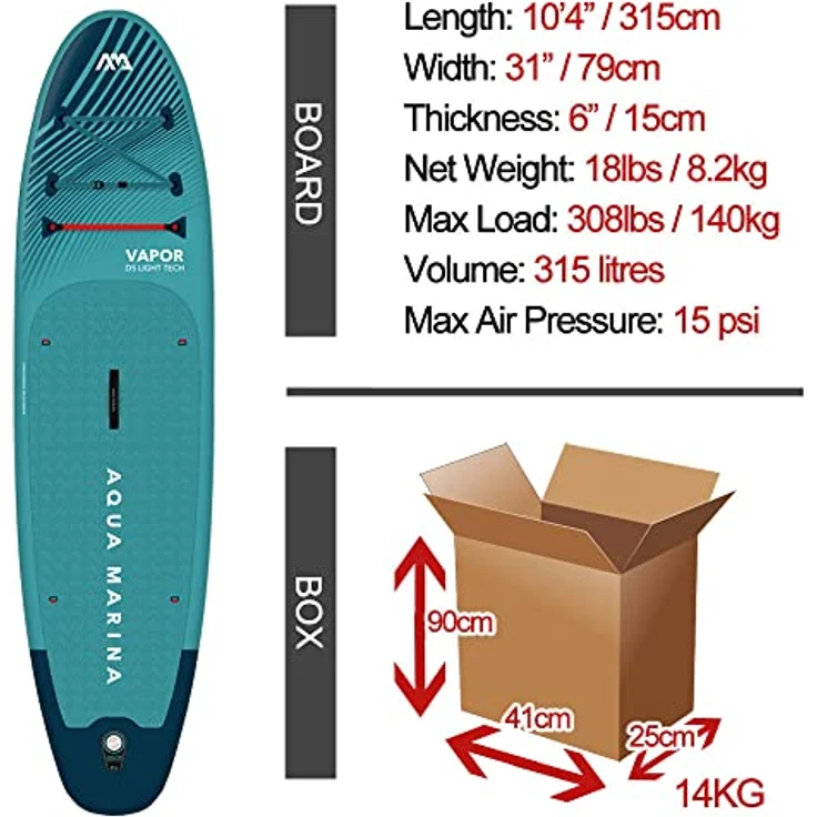 Aqua Marina SUP Vapor, Stand-Up-Paddelboard mit erhöhtem Volumen, grün – Bild 5