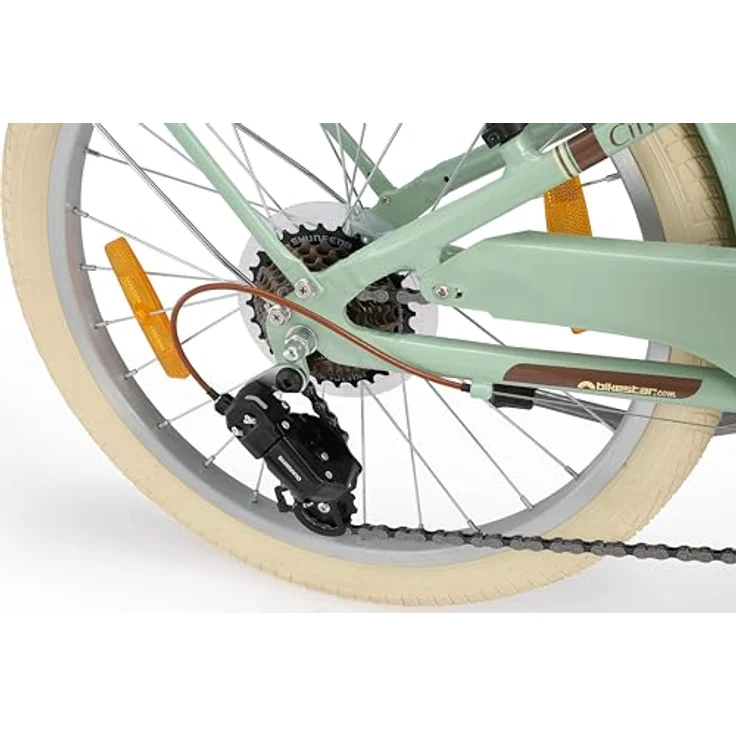 BIKESTAR Alu Kinderfahrrad 20 Zoll City Retro Bike, für 6-7 Jahre, 7 Gänge, V-Bremse, Korb, Mint, leicht und stabil – Bild 5