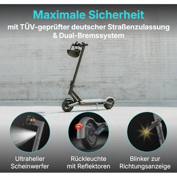 Odys Ultron i75 E-Scooter, 75 km Reichweite, 500W Motor, Dual-Vollfederung, klappbar, deutscher Straßenzulassung, 10" Luftreifen, max. 120 kg Belastung, Display & App – Bild 5