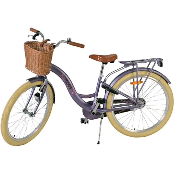 Volare Blossom Kinderfahrrad für Mädchen, 24 Zoll, lila, Vorderradbremsen, praktischer Korb, geschlossener Kettenschutz – Bild 7