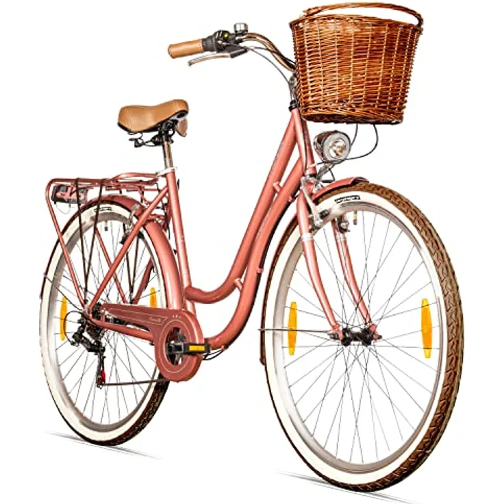 Bergsteiger Marseille 28 Zoll Damenfahrrad in Retro-Design, 6 Gang Shimano  Tourney Schaltung, Rattan-Korb, Fahrrad-Licht, Damen-Citybike (Rot): Tests,  Infos & Preisvergleich