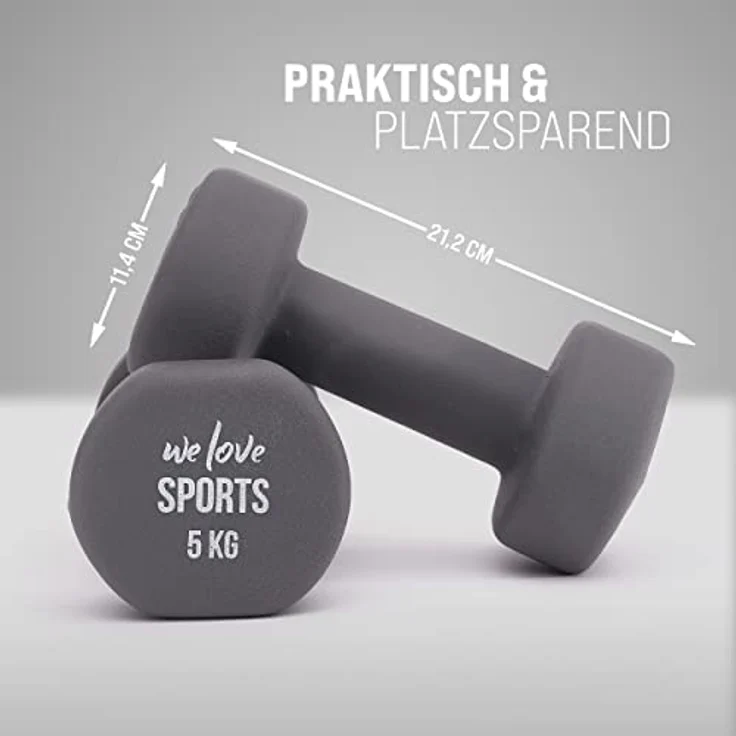 Apollo Hantel Set Kurzhantel | 2 Hanteln | 2x5kg Hantelset | Gewichte für Krafttraining | Kurzhanteln 2er Set | Fitness Hanteln für Frauen & Männer | Dumbbells | Hanteln 5kg | Hantel Gewichte – Bild 2