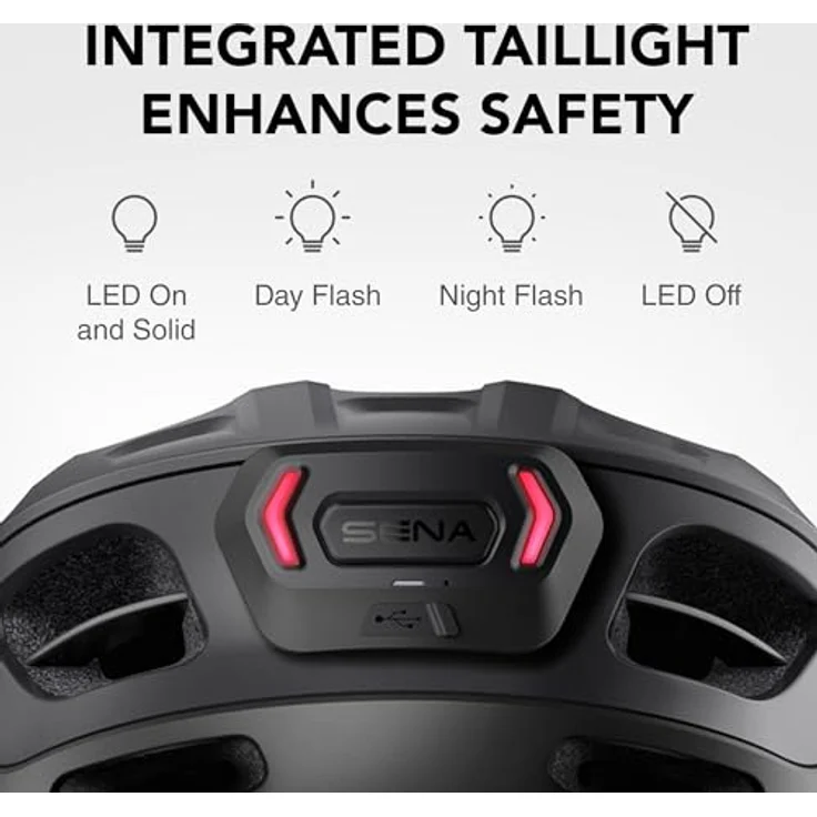 Sena Bike R1 Evo Helm M, Rennradhelm mit integriertem Kommunikationssystem, LED-Rücklicht und Geräuschkontrolle – Bild 3