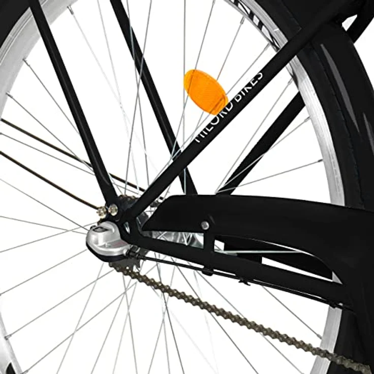 Milordbikes City-Fahrrad, Schwarz, 46 cm, Metallrahmen, für Freizeit und Fitness, mit Aluminiumfelgen und hinterem Träger – Bild 8