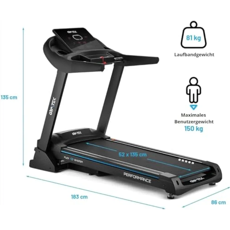 Gymtek XT900 Elektrisches Laufband für Zuhause 150kg, 1,0-20,0 km/h, Walking Pad Klappbar - Treadmill for Home, Laufbänder – Bild 3