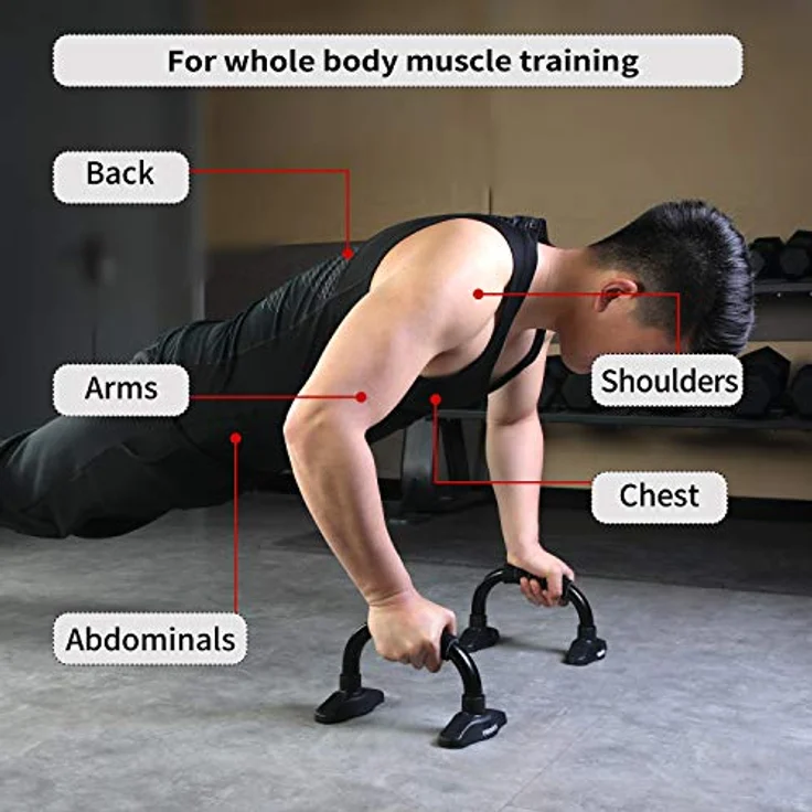 PROIRON Liegestützgriffe Push Up Bars 1 Paar Griffe Liegestützemit Edelstahlstange Schaumstoffgriff Neigungsstange Handgelenkschutz Brusttraining Body Building Zubehör – Bild 4