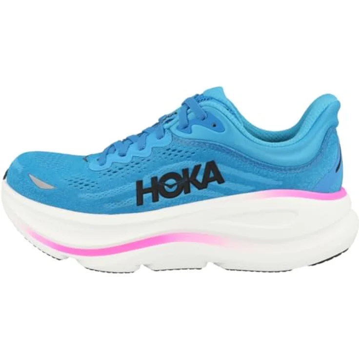 Hoka Bondi 9, Damen Laufschuhe aus 100% veganem Material, atmungsaktives Obermaterial, optimale Dämpfung, Größe 39 1/3, Blau – Bild 1