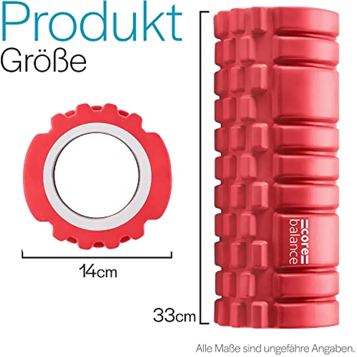 Core Balance Faszienrolle Rücken und Ganzkörper, Texturierter Sport Foam Roller für Tiefengewebemassage, 33 cm x 14 cm x 14 cm, schwarz – Bild 5
