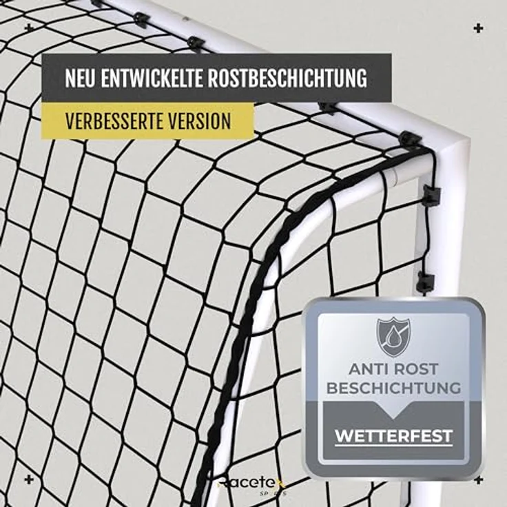 Racetex Fußballtor für Garten, robustes Modell mit stabiler Stahlrahmenfront und Edelstahl Erdankern, 180x120 cm – Bild 2