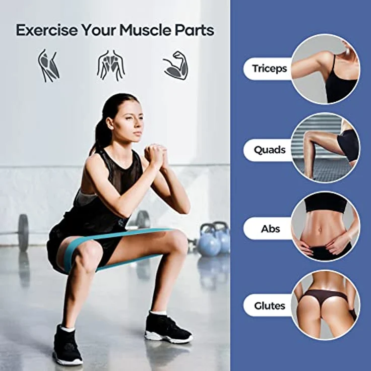 Fokky Fitnessbänder [5er Set], Widerstandsbänder mit 5 Widerstandsstufen (4-30 Pfund), hautfreundlich, inkl. Tragetasche, Gymnastikband für Yoga, Pilates, Kniebeugen, Stretching – Bild 3