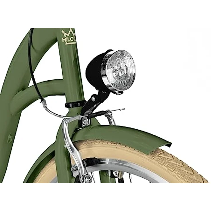 MILORD Damenfahrrad Citybike Komfort, 21-Gang Hollandrad mit Weidenkorb, 26 Zoll, Khaki-Creme – Bild 5