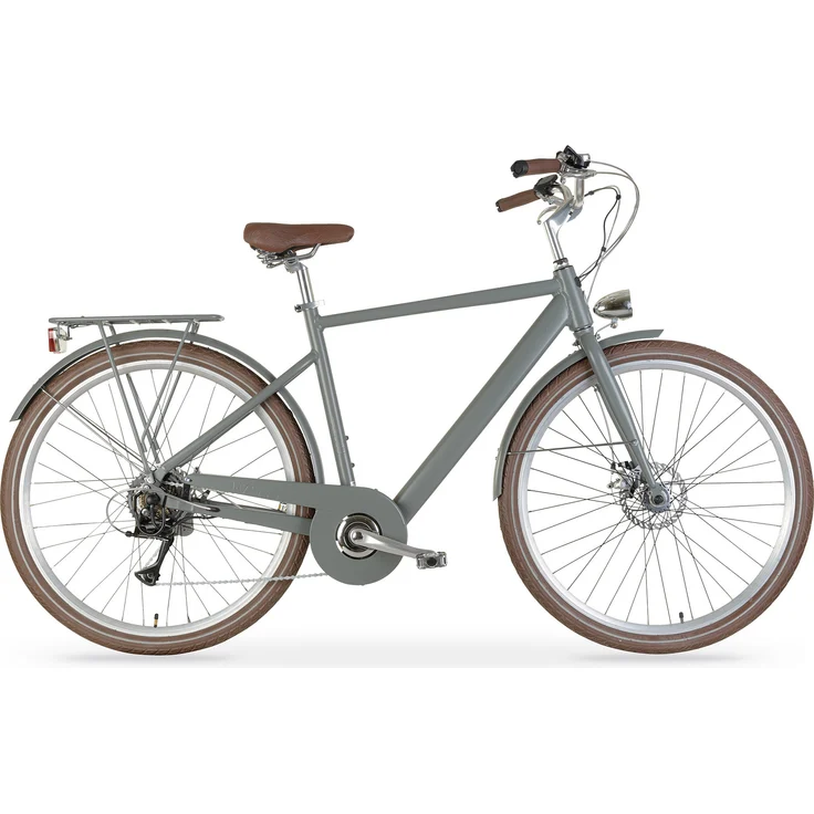 MBM Elektro-Citybike LA RUE 2.0 MAN, grau, mit 10,5 Ah Akku, 80 km Reichweite, 7-Gang Shimano Acera, mechanische Scheibenbremsen