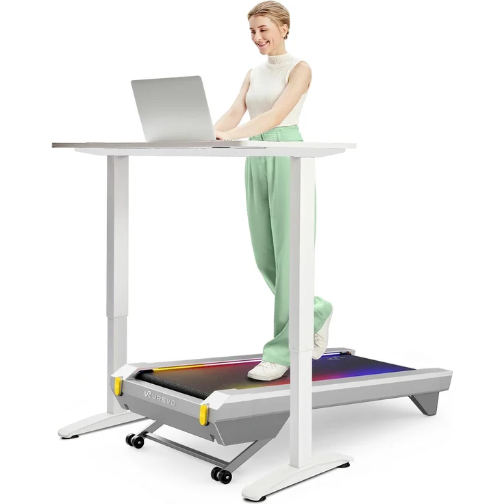UREVO CyberPad für Office 2, Laufband mit App, max. 6 km/h, Dual-Brushless-Motor, Silber